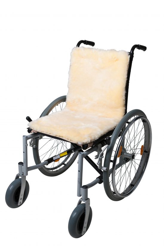 fellhof kussen voor rolstoel met merino lamsvacht, OEKO-TEX® Leather Standard gecertificeerd, maat: 84x42cm