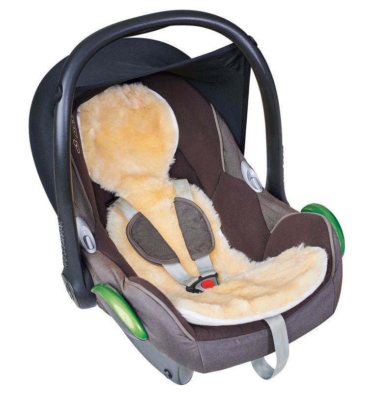 fellhof-inzetstuk voor baby-autostoeltjes en Maxi-Cosi, 100% merinolamsleer, medisch gelooid